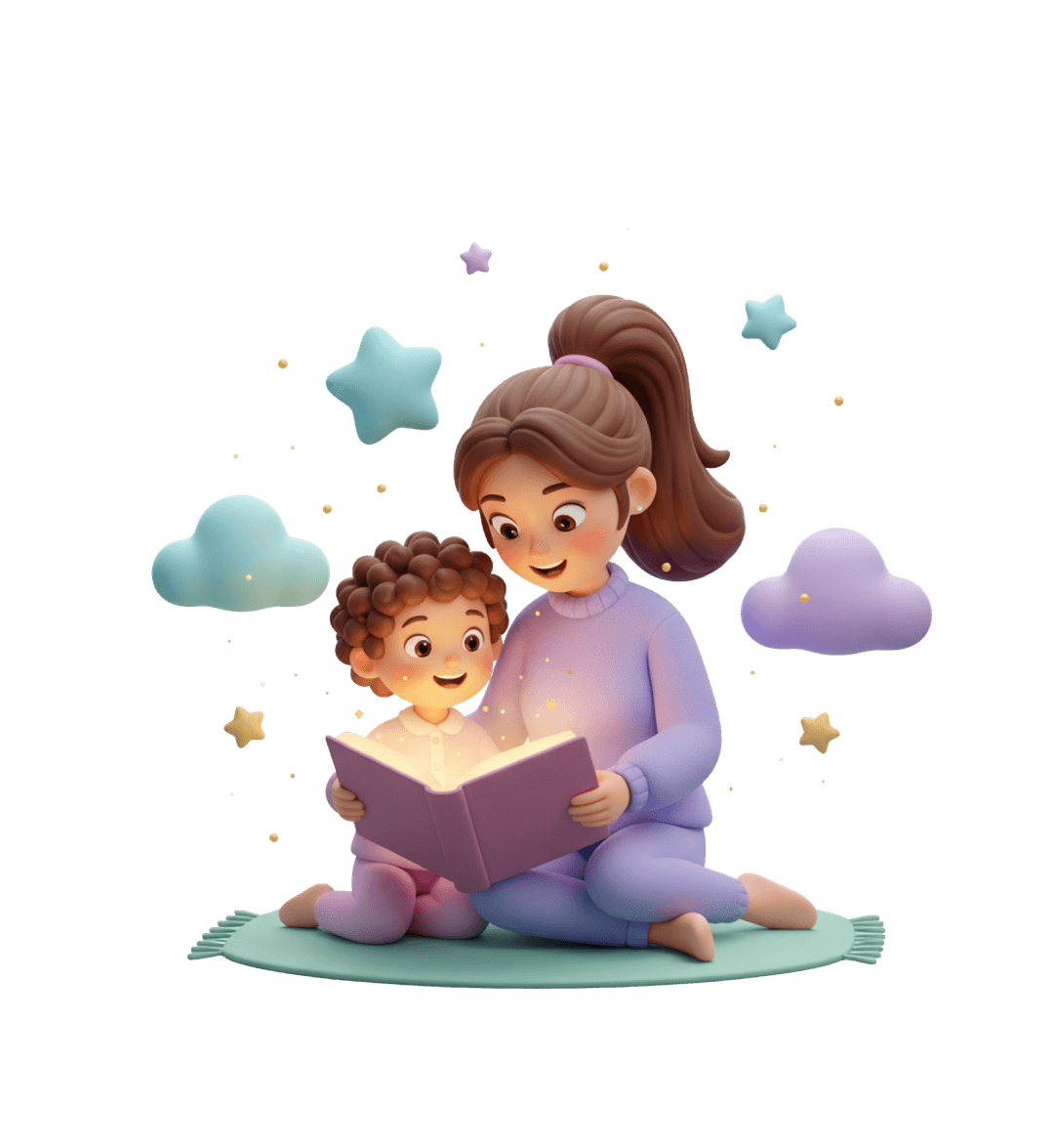 Parent reading a personalized bedtime story to their child